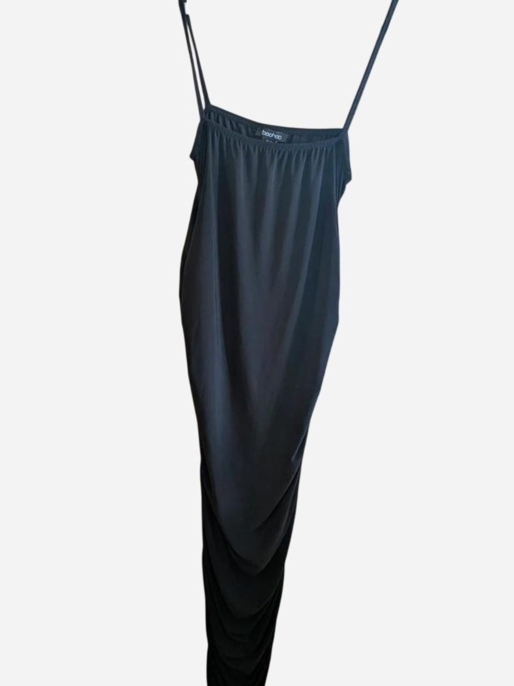 Boohoo Black Spaghetti-Strap Ruched Maxi Dress